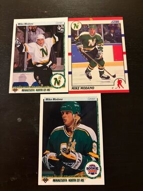 All 3 Mike Modano 1990/91 Upper Deck Minnesota North Stars Rookie RC Hockey Card
